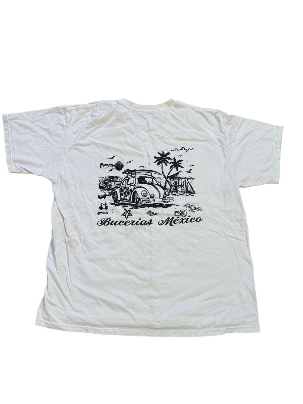 Y2K Vintage Bucerias Mexico Tourist Graphic Tshirt White XL